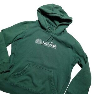Jiberish Hoodie Sweatshirt Mens Medium Green Mountain Outfitters Fleece Pullover
